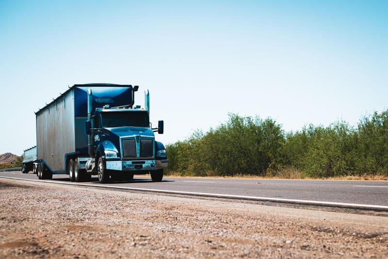 HGV truck driving on an open road